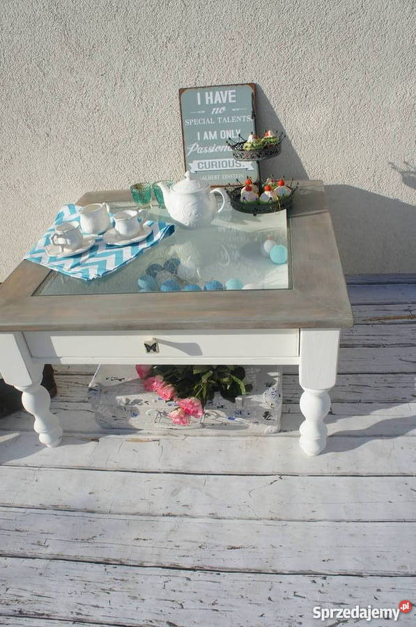 Stolik kawowy toczone nogi shabby chic prowansja Maszewo