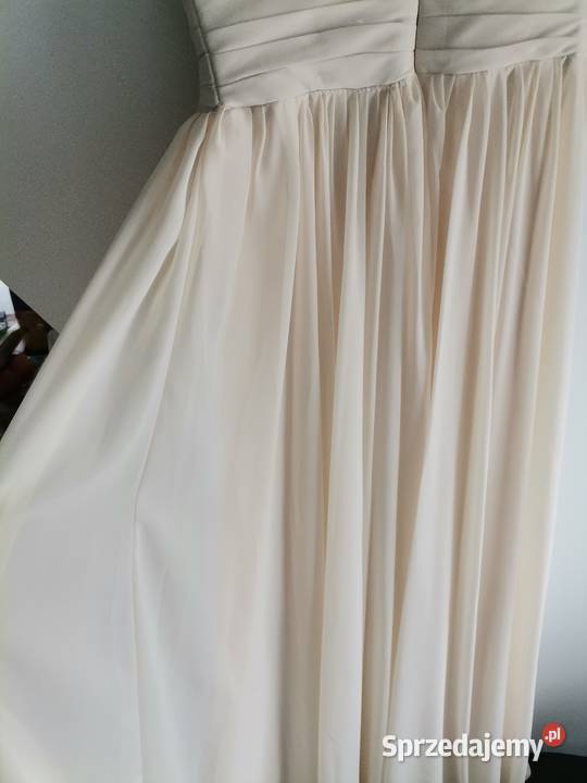 Elegancka długa suknia ślubna wieczora S szary/srebrny Szamotuły