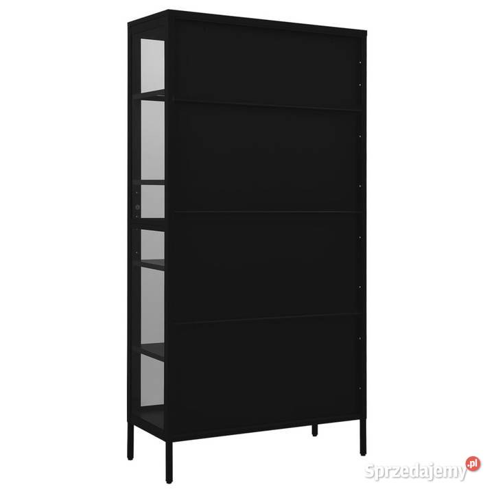 Witryna czarna 90x40x180 stal i hartowane szkło Warszawa