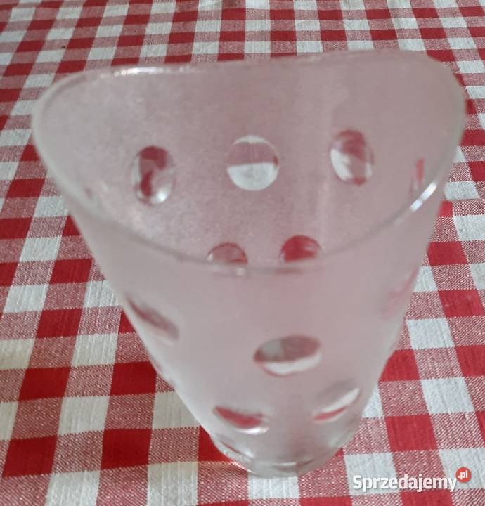 Wazon ze szkła mrożonego vintage Italian warmińsko-mazurskie Morąg