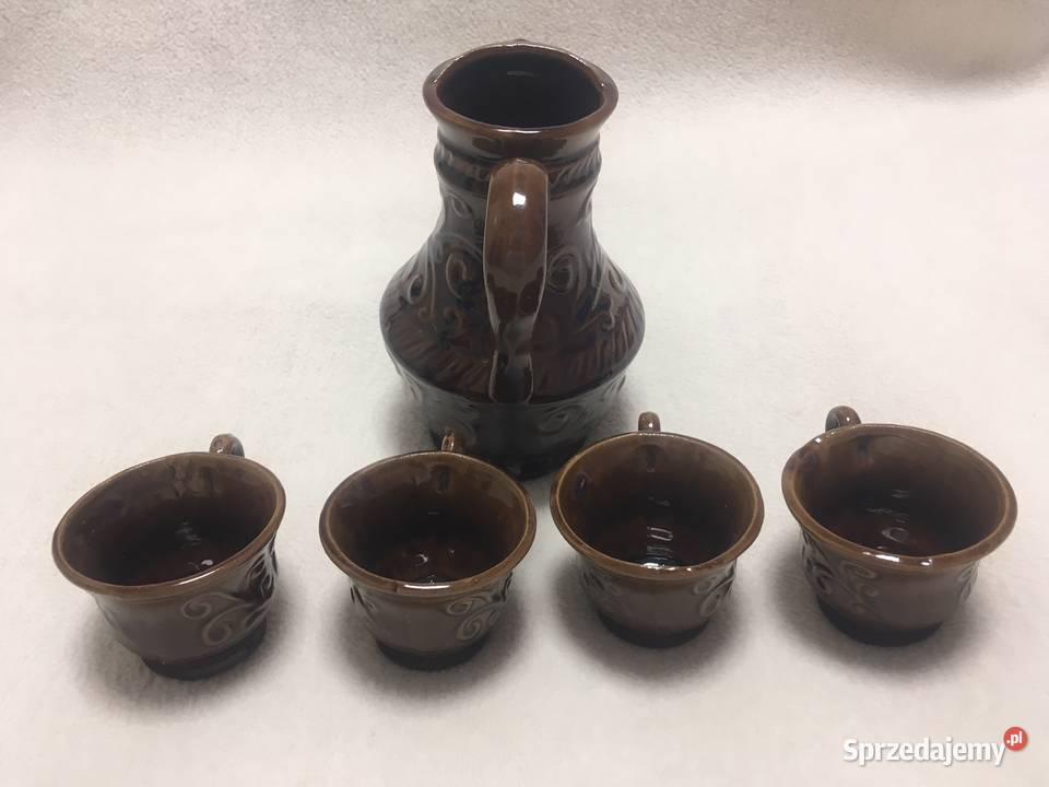 Stary zestaw kawowy porcelit kamionka brąz Birofilistyka Kołobrzeg