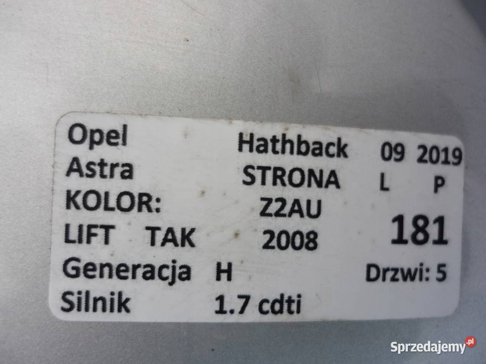KLAPA TYŁ Z2AU OPEL ASTRA H LIFT