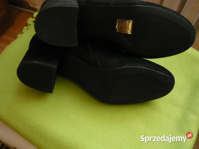 Botki czarne zamszowe saszki Kozaki Myszków