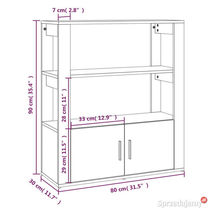 Szafka szarość betonu 80x30x90 materiał
