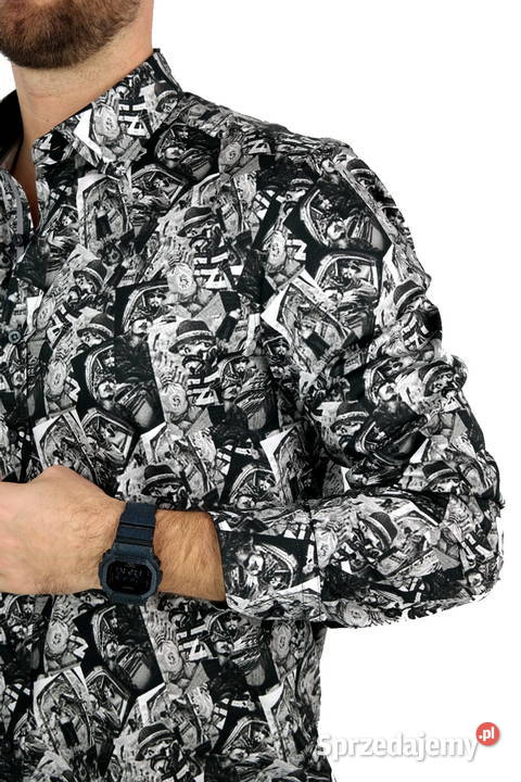 DANIEL BESSI Koszula Męska Fb066 Czarna Szara Rozmiar L wielkopolskie Ostrów Wielkopolski