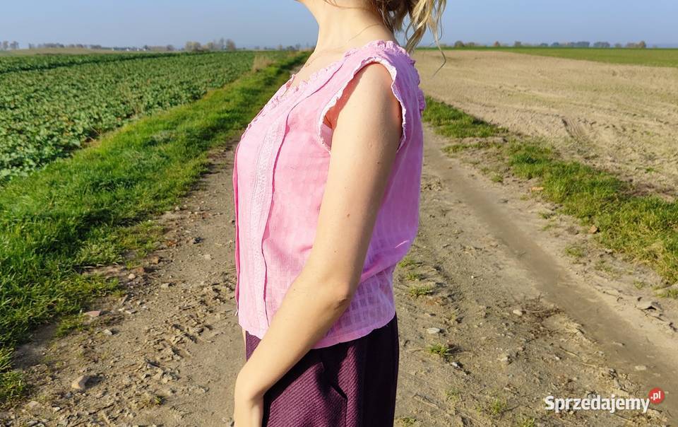 Różowy top bluzka M 38 L 40 róż vintage retro
