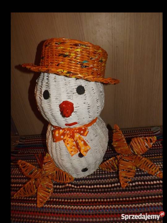 Koszyk bałwan w pomarańczowym kapeluszu wiklina Lublin