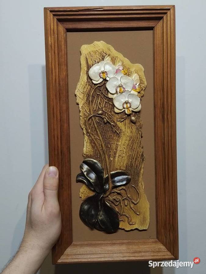 Obrazek obraz gipsowy malowany kwiaty rama małopolskie Kraków