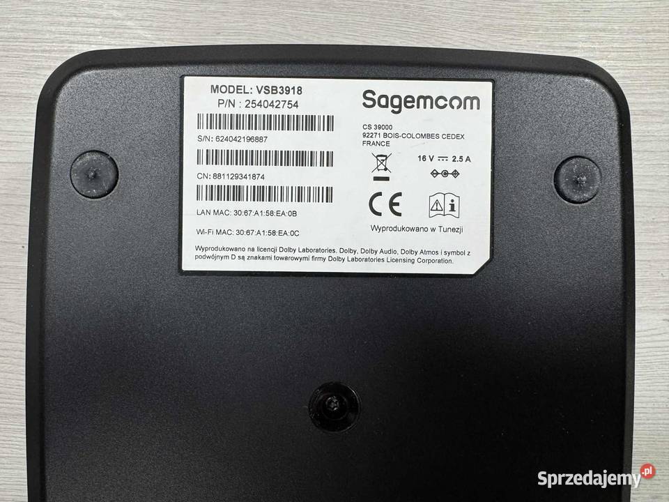 Dekoder Sagemcom VSB3918 Elbląg