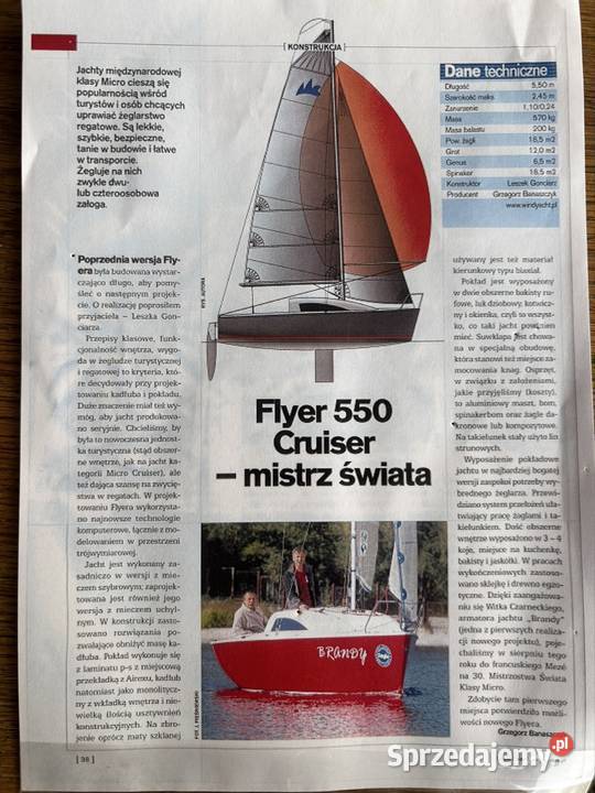 Jacht Micro Flyer 585 komplet z przyczepą super Poznań