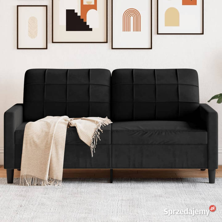 Sofa 2osobowa czarna 140 tapicerowana aksamitem mazowieckie Warszawa sprzedam