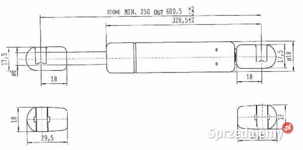 Sprężyna gazowa L6005 mm 300N Stabilus CA575798 Kamionna