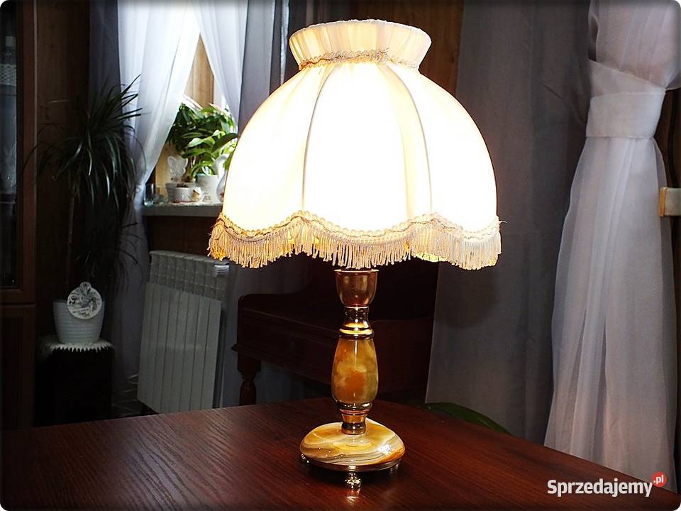 Stara Lampka nocna z onyksem połowa XX wieku Żary