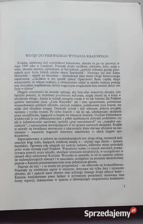 Adam Moszyński Lista katyńska Omnipress 1989 r