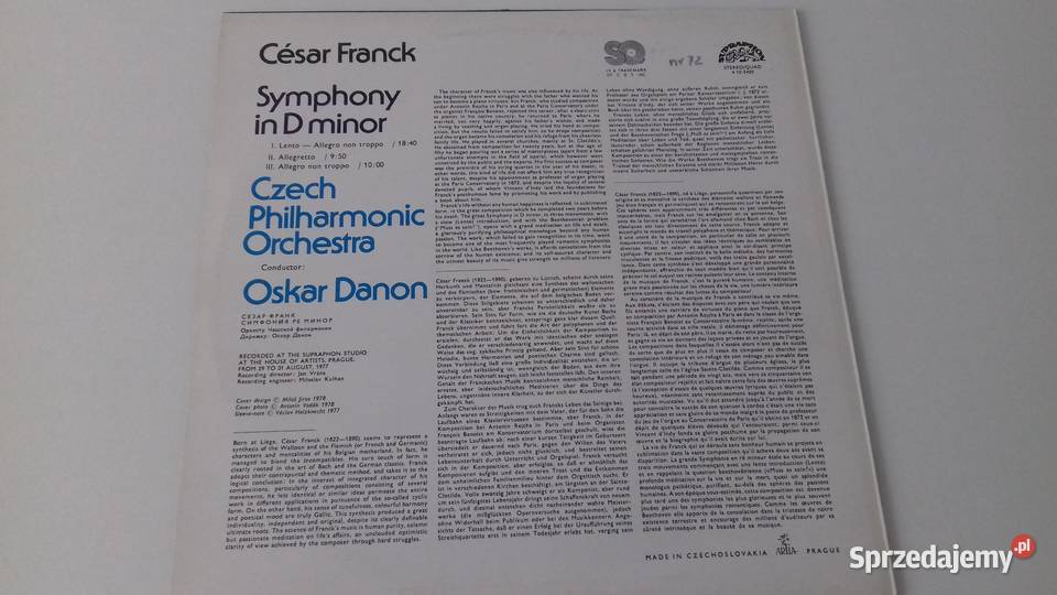 Winyl FranckSymphony in D minor sprzedam Kraków