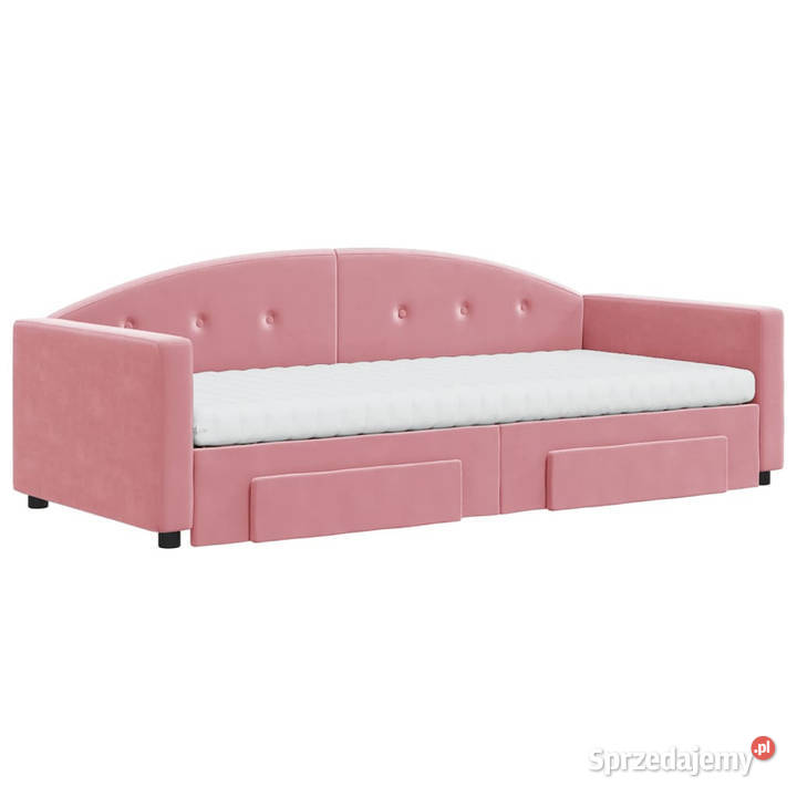 Sofa rozsuwana z szufladami różowa aksamit Warszawa