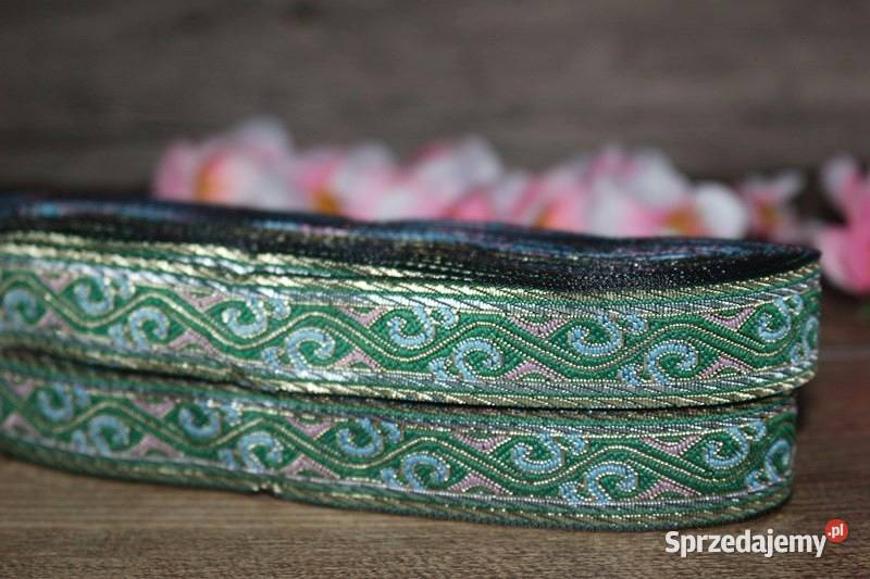 Taśma ozdobna żakardowa 18 m kolor zieleni wielkopolskie sprzedam