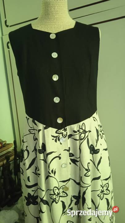 WŁOSKAMARKOWA LNIANA DŁUGA SUKIENKA BARISAL r 42 Kwiatki Piła