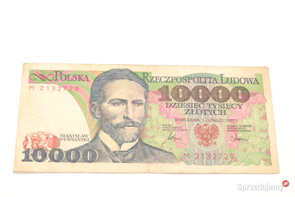 Stary banknot 10000 złotych Wyspiański 1987 śląskie Cieszyn