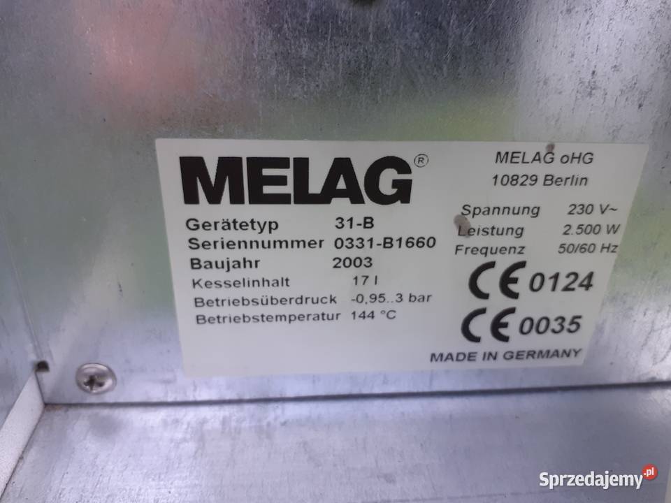 Autoklaw Melag Vacuklav 31B stan Sprzęt medyczny dolnośląskie Żarów