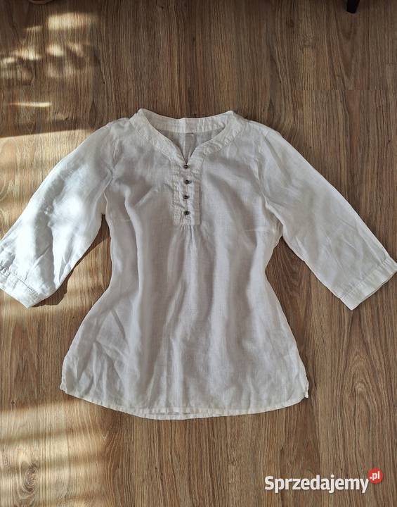 Śliczna biała bluzka HM len letnia cienka Rozmiar 38(M) małopolskie Kraków