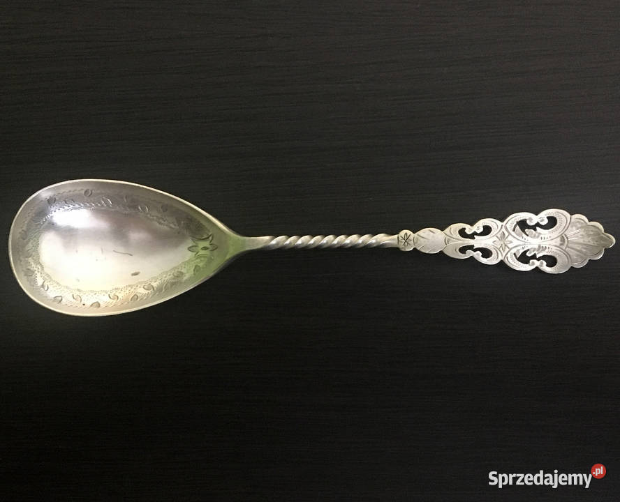 Srebrna stara łyżeczka do cukiernicy Antyki