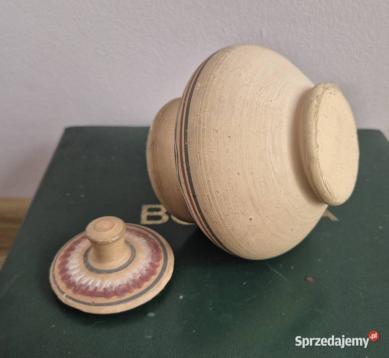 Garnuszek ceramiczny z pokrywką ludowy wzór PRL Gdańsk sprzedam