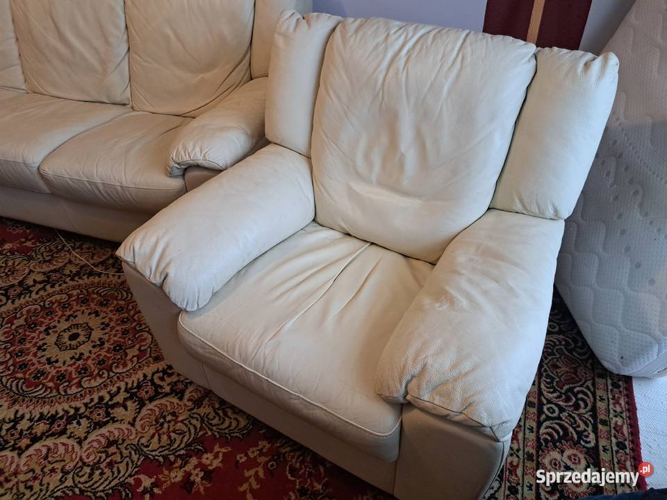 Kanapa i fotel z obiciem skórzanym lubelskie sprzedam