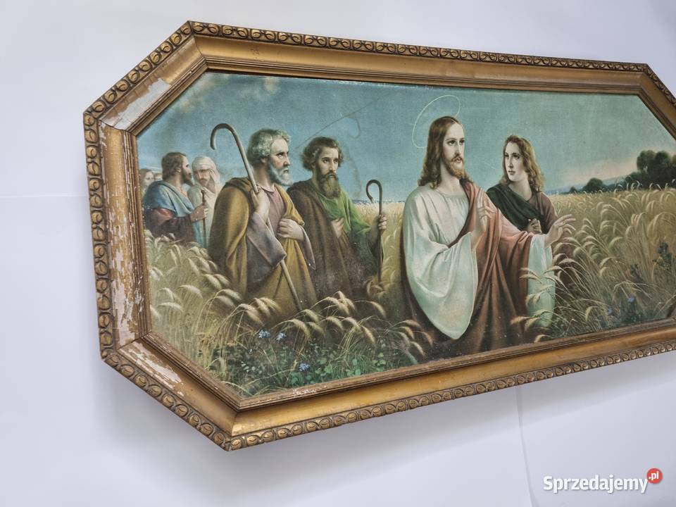 Stary obraz religijny w drewnianej ramie ok śląskie