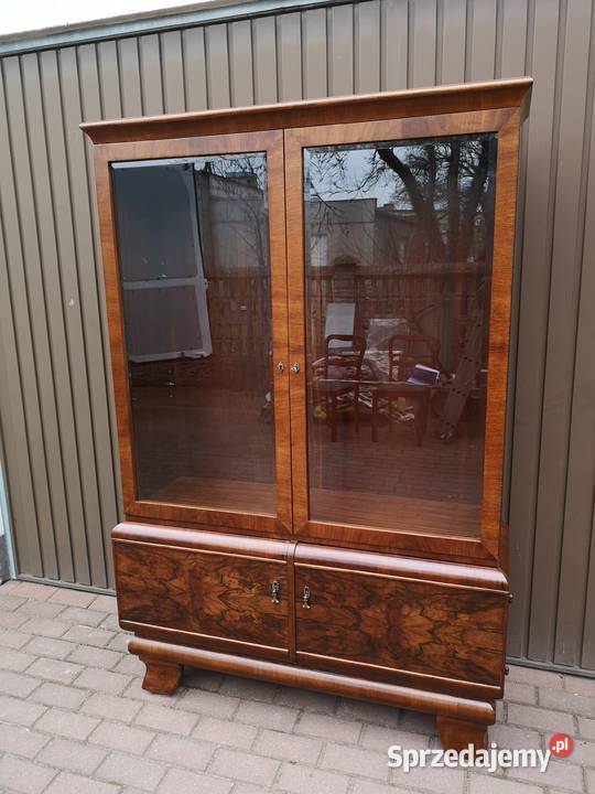 Witryna Biblioteka ARTDECO Orzech Zgrabna Stara Swarzędz