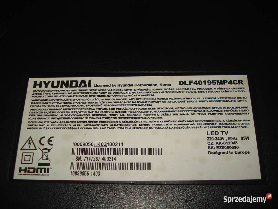 Matryca 40 LED z TV HYUNDAI DLF40195MP4CR Gdynia