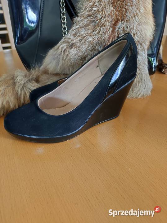 czółenka buty zamszowe na koturnach koturny sprzedam