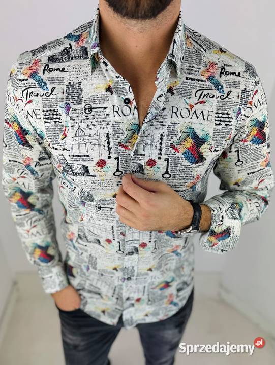 GIOVANNI PERA Koszula męska K013 Gazeta Roma Rozmiar M wielkopolskie Ostrów Wielkopolski