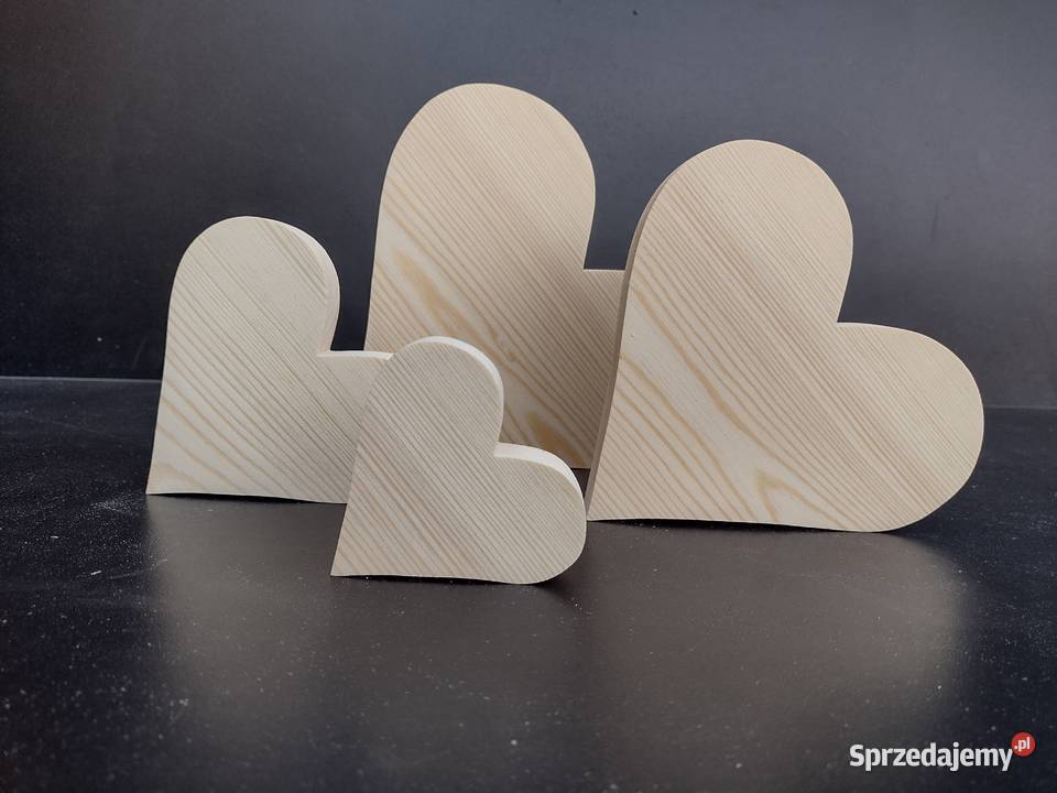 serce serduszko drewniane 3D grube zestaw 4 Gdańsk