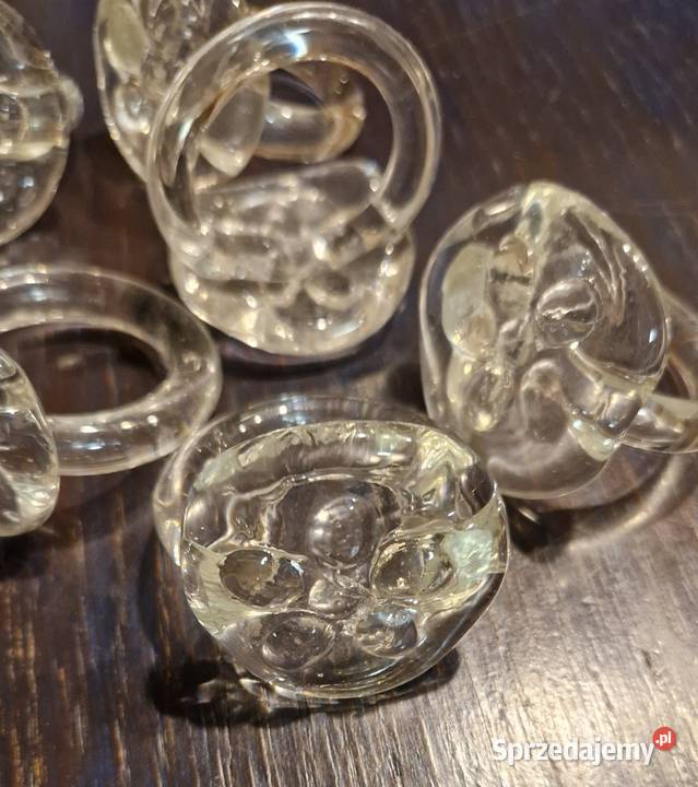 Vintage obrączki kółka ze szkła zestaw 12 na lubelskie Lublin