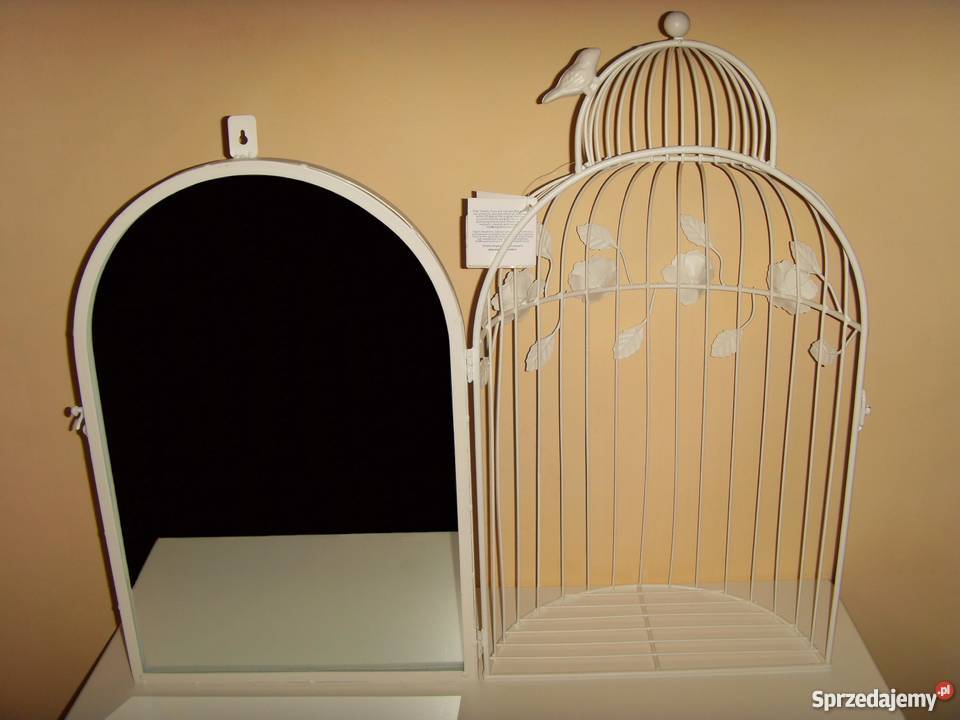 LUSTRO W KSZTAŁCIE KLATKI BIAŁE I RÓŻOWE NOWE biały Wrocław