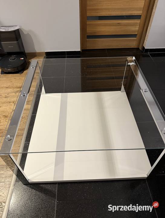 Biały stolik kawowy szklany 90x90x44 90cm