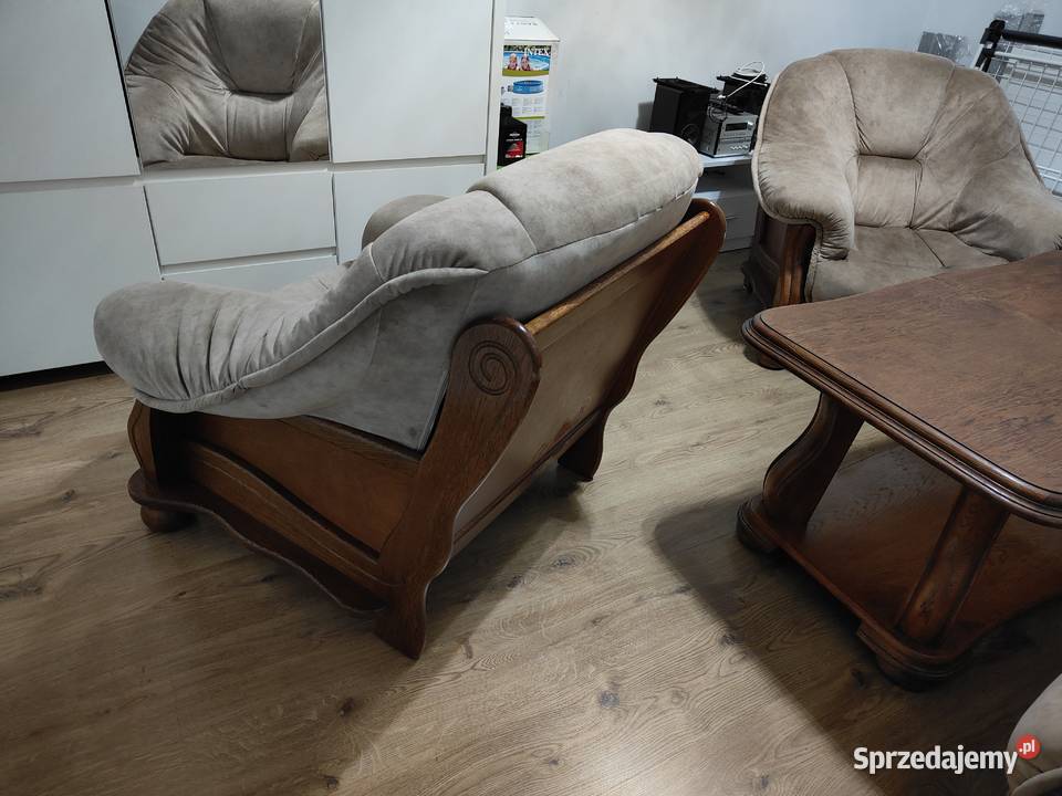 Komplet wypoczynkowy wypoczynek dębowy sofa Dęblin