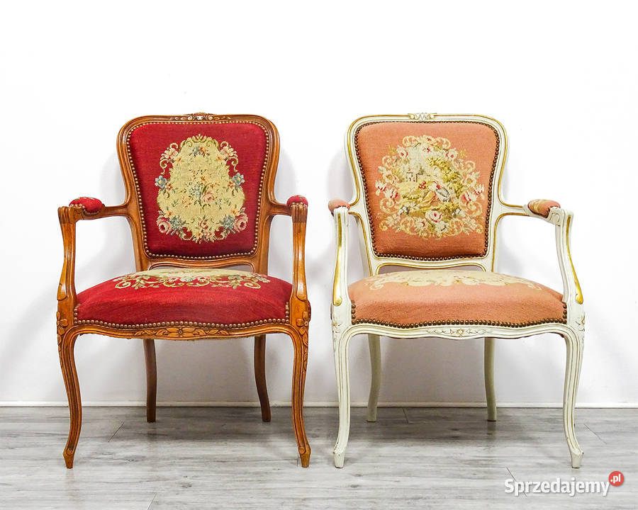 Drewniany FOTEL tapicerowany LUDWIK Stylowy 62cm Kalisz