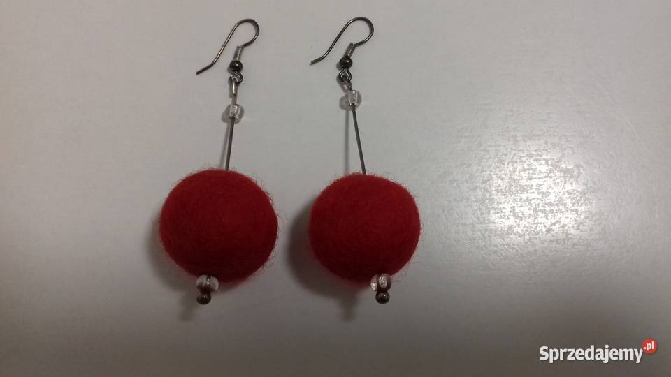 Kolczyki czerwone rękodzieło do sprzedania Kraków