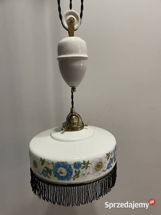 Stara lampa wisząca kuchenna z przeciwwagą Chudów
