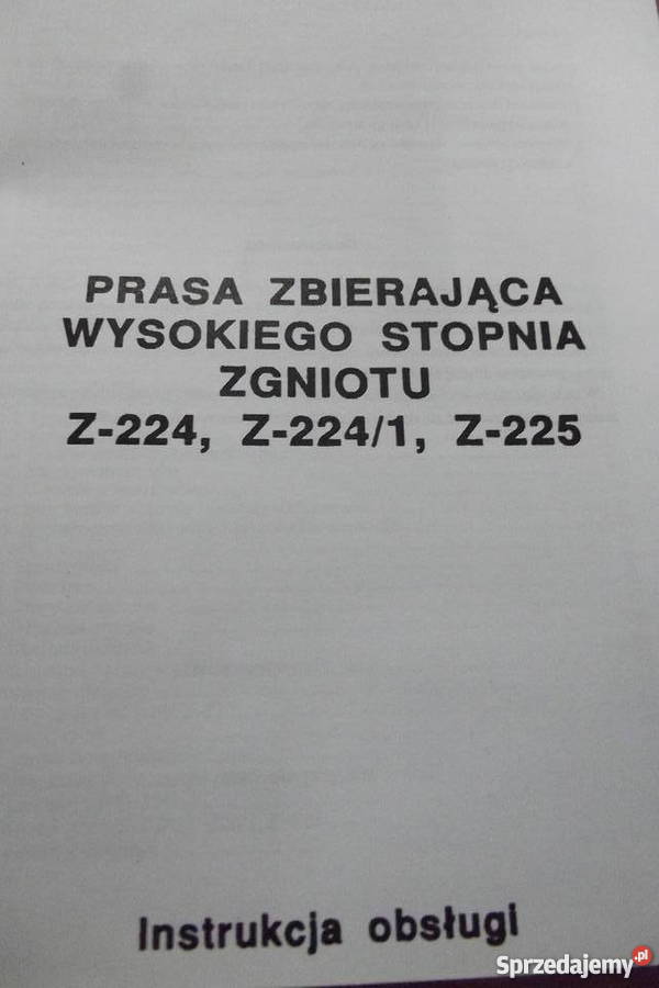 Instrukcja obsługi Prasa kostkująca SIPMA Z224 Parczew