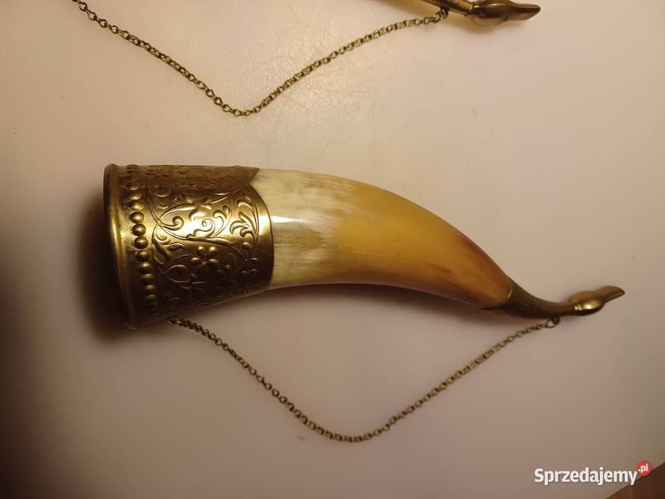 Piękny róg okuty mosiądzem Poznań