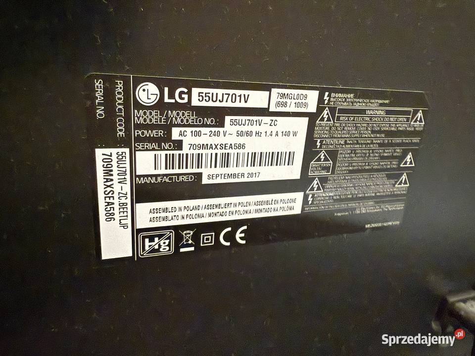 Telewizor LG 49UJ701V LED 4K WebOS Uszkodzony