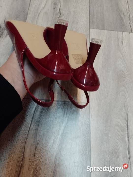 3940 Bordowe czerwone czółenka wieczorowe z Kraków sprzedam