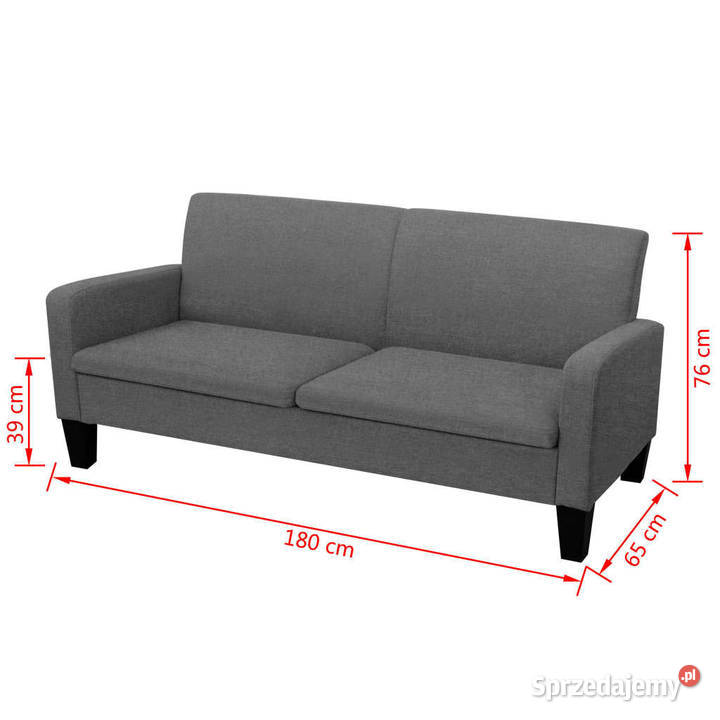 Kanapa 3osobowa ciemnoszara 180 x 65 x 76 Warszawa