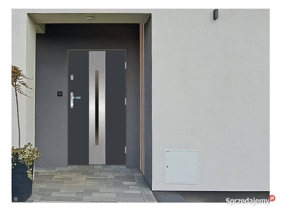 Drzwi wejściowe do domu GI32 INOX Antracyt 90