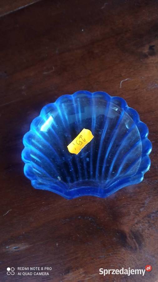 Muszelka porcelana kobaltowa pomarańczowe kwiaty Porcelana i szkło pomorskie Gdańsk