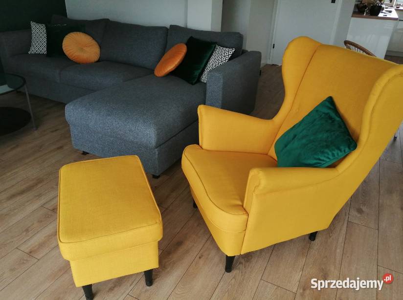 Nowy, nieużywany fotel  „Uszak” z IKEA z podnóżkiem  taniej!