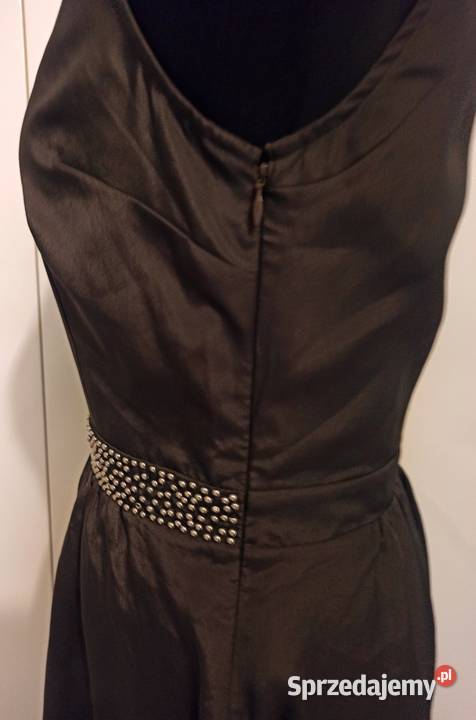 szara sukienka z metalicznymi koralikami Odzież damska Częstochowa